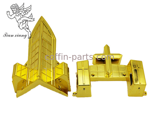 Złoty ABS Plastyczny meble trumny róg trumny z krzyżem dekoracji