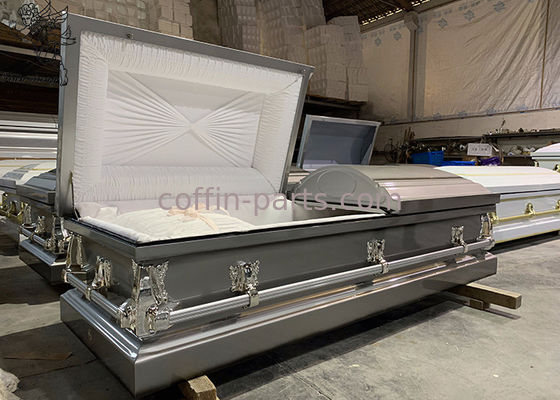Metal Stainless Steel Casket Customizable Interior For Funeral Handle