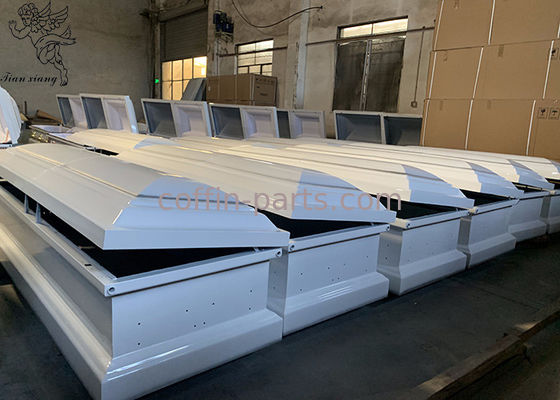 Funeral Metallic Coffin Customizable Interior ISO9001 Certificate