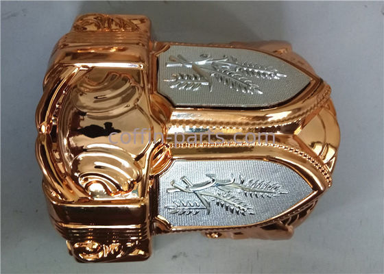 Brass Color  Plastc Material  Funeral Casket Corner with  Silver Wheat  Steel bar