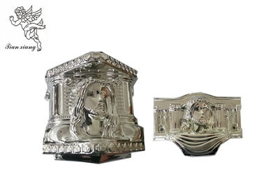 Silver Plastic Coffin Decoratin , Funeral Decorative Parts Of A Casket Christ Model
